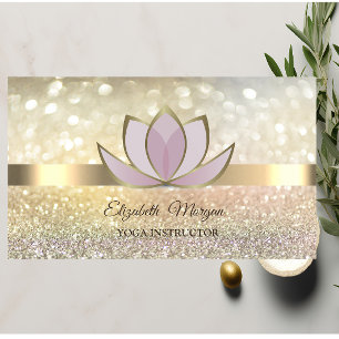 Elegant Bokeh Gold, Lotus Flower Yoga Reiki Visitekaartje