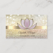 Elegant Bokeh Gold, Lotus Flower Yoga Reiki Visitekaartje (Voorkant)
