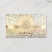 Elegant Bokeh Gold, Lotus Yoga Instructor Visitekaartje (Voorkant)