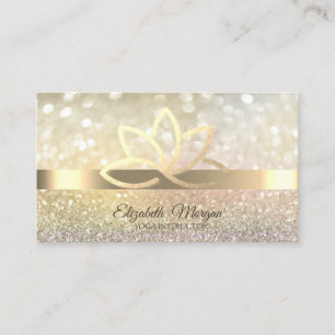 Elegant Bokeh Gold Lotus Yoga Instructor Visitekaartje