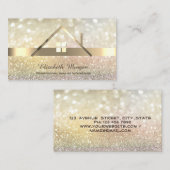 Elegant Bokeh Gold Real Estate Broker House Roof Visitekaartje (Voorkant / Achterkant)