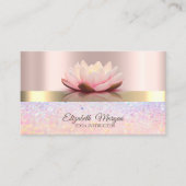Elegant Bokeh Gold Stripe, Lotus Roos Gold Visitekaartje (Voorkant)