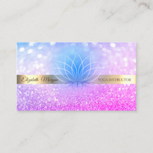 Elegant Bokeh Gold Stripe Lotus Yoga Instructor Visitekaartje