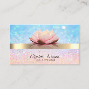 Elegant Bokeh Gold Stripe, Lotus Yoga Instructor Visitekaartje