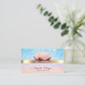 Elegant Bokeh Gold Stripe, Lotus Yoga Instructor Visitekaartje (Staand voorkant)