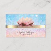Elegant Bokeh Gold Stripe, Lotus Yoga Instructor Visitekaartje (Voorkant)