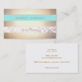 Elegant Bokeh Gold Striped Light Turquoise Chic Visitekaartje (Voorkant / Achterkant)