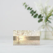 Elegant Bokeh Gold Tree Silhouette Yoga Instructor Visitekaartje (Staand voorkant)