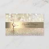 Elegant Bokeh Gold Tree Silhouette Yoga Instructor Visitekaartje (Voorkant)