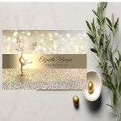 Elegant Bokeh Gold Tree Silhouette Yoga Instructor Visitekaartje