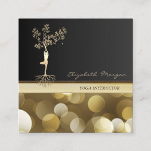 Elegant,Bokeh,Gouden Boom Silhouet Vierkante Visitekaartje