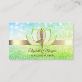 Elegant Bokeh Green Lotus Yoga Glitter Girl Visitekaartje (Voorkant)