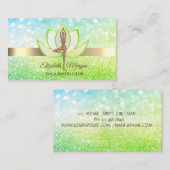 Elegant Bokeh Green Lotus Yoga Glitter Girl Visitekaartje (Voorkant / Achterkant)