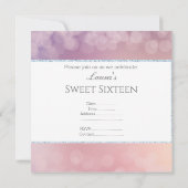 ELEGANT BOKEH LILA WITTE GLITTER BUBBLE SWEET 16 KAART (Achterkant)