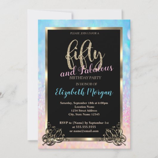 Elegant Bokeh Ombre Gold Lijst 50e verjaardag Kaart (Voorkant)