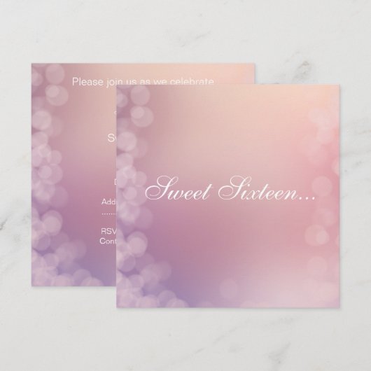 ELEGANT BOKEH PINK APRICOT BUBBLE SWEET 16 KAART (Voorkant / Achterkant)