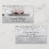 Elegant Bokeh Silver, Lotus Flower Yoga Instructor Visitekaartje (Voorkant / Achterkant)