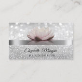 Elegant Bokeh Silver, Lotus Flower Yoga Instructor Visitekaartje (Voorkant)