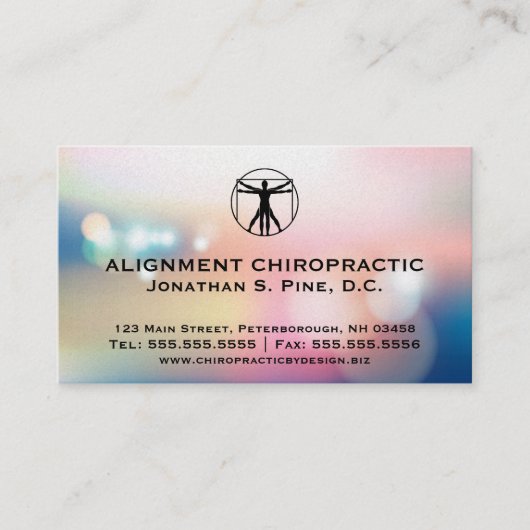 Elegant Bokeh Standard Chiropractic Visitekaartjes (Voorkant)