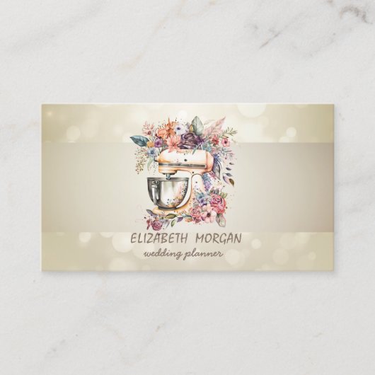 Elegant Bokeh, Stripe, Floral Mixer Visitekaartje (Voorkant)