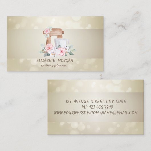 Elegant Bokeh, Stripe, Mixer Flowers Visitekaartje (Voorkant / Achterkant)