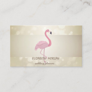 Elegant Bokeh, Stripe, Roze Flamingo Visitekaartje