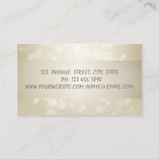 Elegant Bokeh, Stripe, Roze Flamingo Visitekaartje (Achterkant)