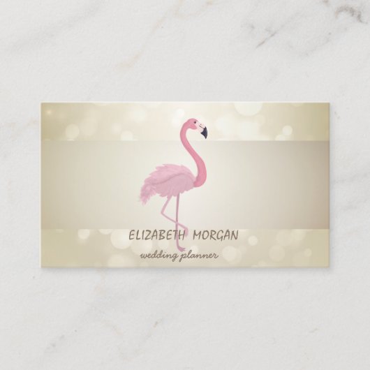Elegant Bokeh, Stripe, Roze Flamingo Visitekaartje (Voorkant)