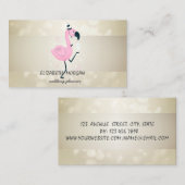 Elegant Bokeh, Stripe, Roze Flamingo Visitekaartje (Voorkant / Achterkant)