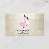 Elegant Bokeh, Stripe, Roze Flamingo Visitekaartje (Voorkant)