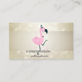 Elegant Bokeh, Stripe, Roze Flamingo Visitekaartje