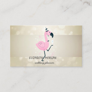 Elegant Bokeh, Stripe, Roze Flamingo Visitekaartje