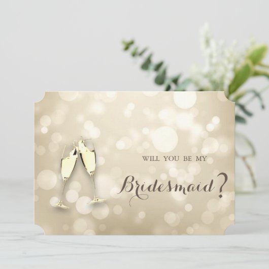 Elegant Bokeh Wine Glasses Bridesmaid Kaart (Staand voorkant)