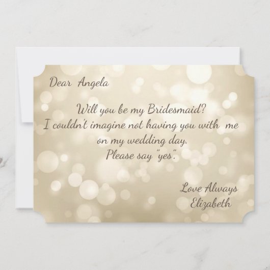 Elegant Bokeh Wine Glasses Bridesmaid Kaart (Achterkant)