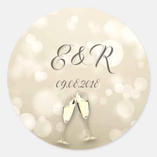 Elegant Bokeh Wine Glasses Ronde Sticker (Voorkant)