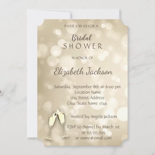 Elegant Bokeh Wine Glasses Vrijgezellenfeest Kaart (Voorkant)