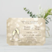 Elegant Bokeh Wine Glasses Wedding Invitation Kaart (Staand voorkant)