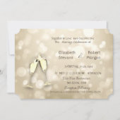 Elegant Bokeh Wine Glasses Wedding Invitation Kaart (Voorkant)