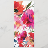 Elegant Bold Bloemen Waterverf Goud Bruiloft Menu (Achterkant)