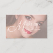 Elegant Bold Blush Pink Script Photo Makeup Visitekaartje (Voorkant)