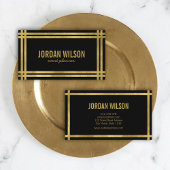 Elegant Bold Borders Black Faux Gold Event Planner Visitekaartje