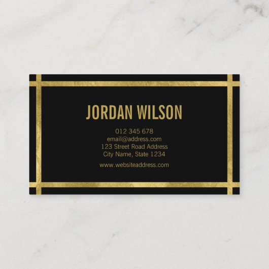 Elegant Bold Borders Black Faux Gold Event Planner Visitekaartje (Achterkant)