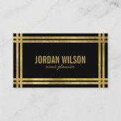 Elegant Bold Borders Black Faux Gold Event Planner Visitekaartje (Voorkant)