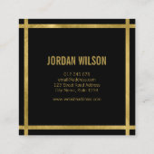 Elegant Bold Borders Black Faux Gold Vierkante Visitekaartje (Achterkant)