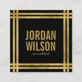 Elegant Bold Borders Black Faux Gold Vierkante Visitekaartje (Voorkant)