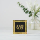 Elegant Bold Borders Black Faux Gold Vierkante Visitekaartje (Staand voorkant)