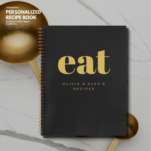 Elegant Bold Classic Zwart en Goud Blank Recept Notitieboek