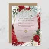 Elegant Bold Crimson Floral en Paint Stroke Kaart (Voorkant / Achterkant)