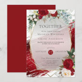 Elegant Bold Crimson Floral Folie Paint Stroke Kaart (Voorkant / Achterkant)