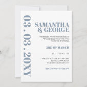 Elegant Bold Dusty Blue Modern Wedding Kaart (Voorkant)